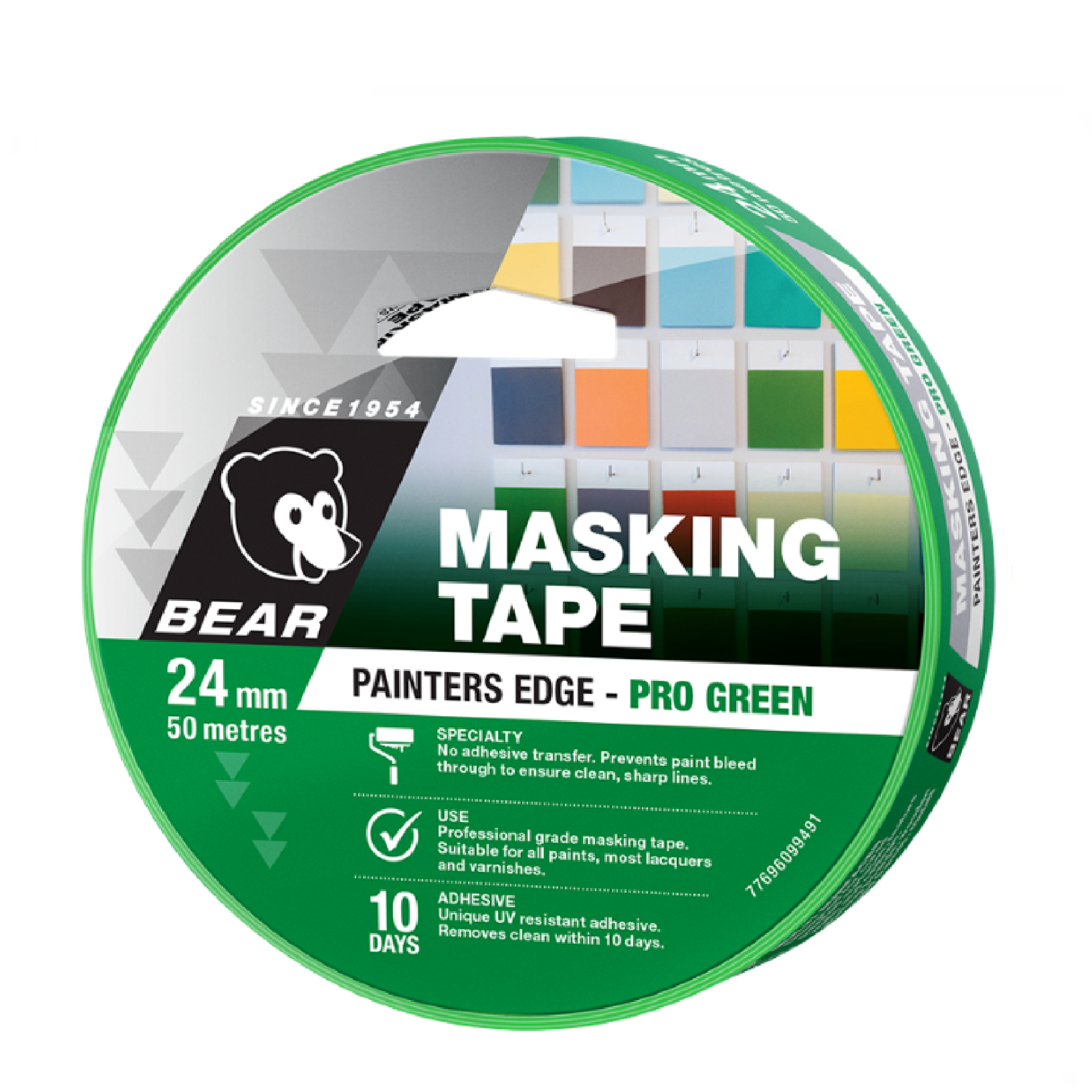 BEAR 10 DAYS GREEN Masking Tape 24MM X 50M